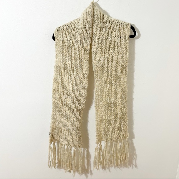 Manos Del Uruguay 100% Virgin Wool Hand Spun Handmade Chunky Knit Cream Scarf🧣 - Picture 3 of 9